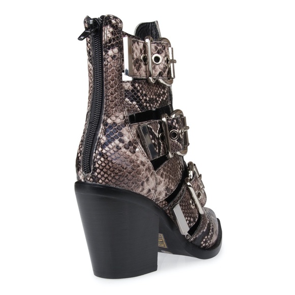 Jeffrey Campbell Caceres Bootie Brown White Snake Black.  Size 6.5 - Picture 16 of 16